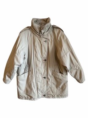 Vintage New York Girl Utility Jacket Beige Cotton Coat‎ Oversized M